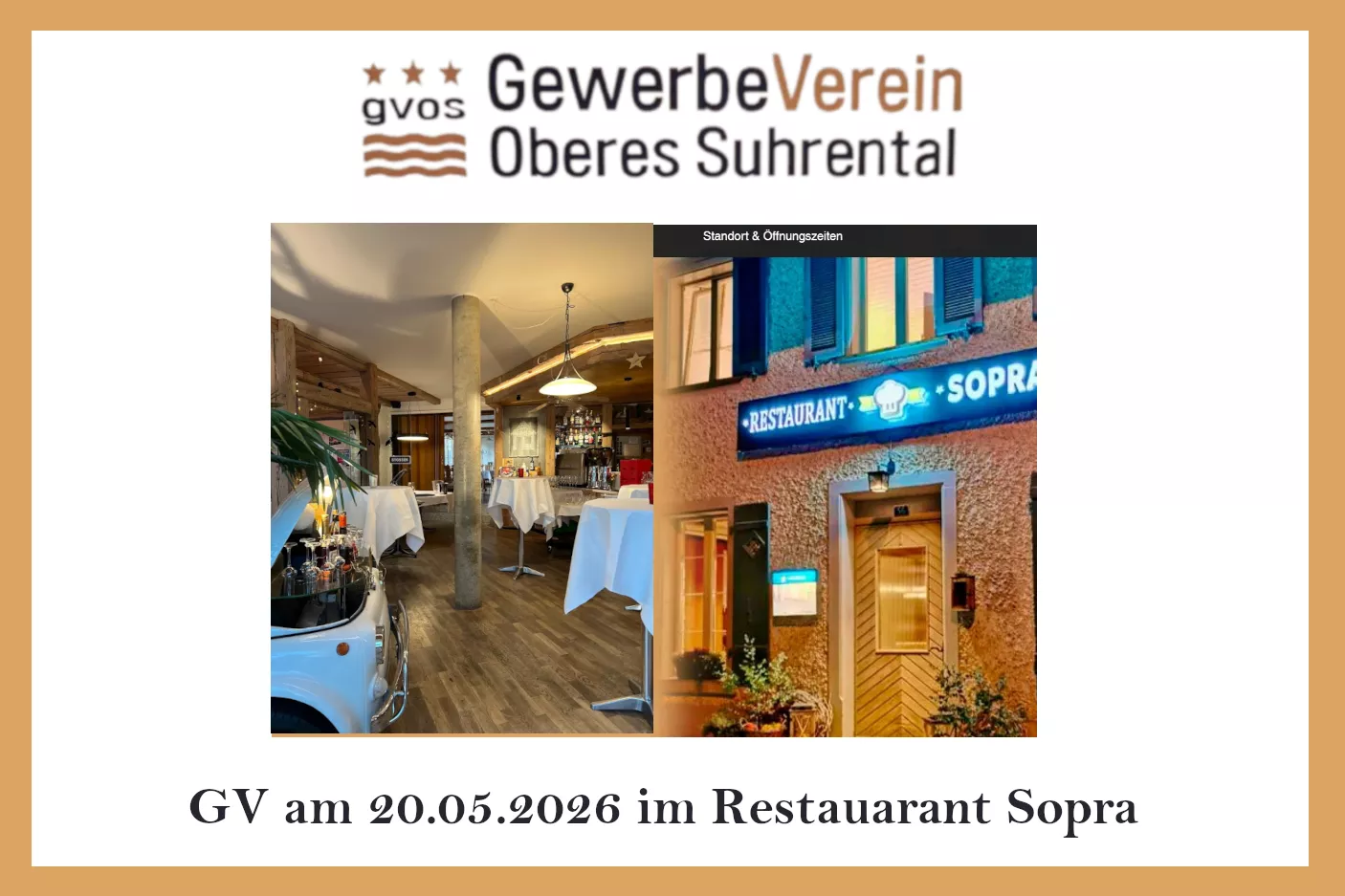 Generalversammlung des Gewerbevereins Oberes Suhrental am 20.05.2026