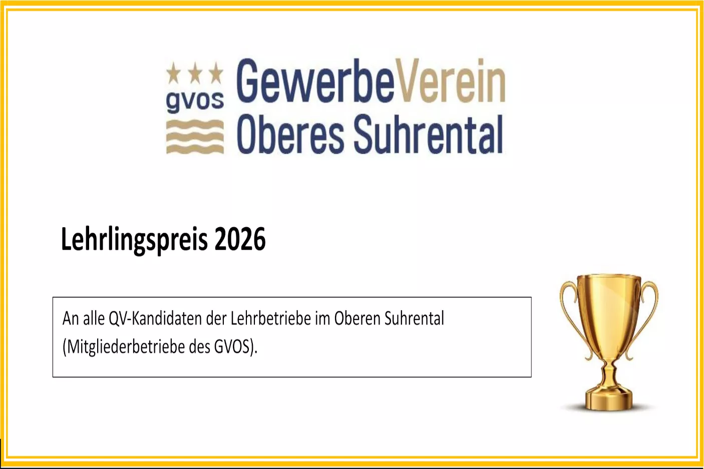 Lehrlings-Wettbewerb 2026 des Gewerbevereins Oberes Suhrental